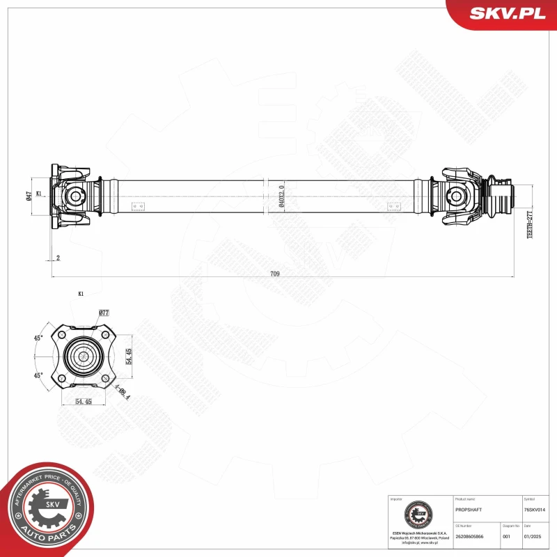 Image of ESEN SKV Drive shaft ESEN SKV 76SKV014