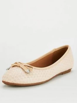 Image of Wallis Wide Fit Weave Ballerina - Beige, Size 8, Women
