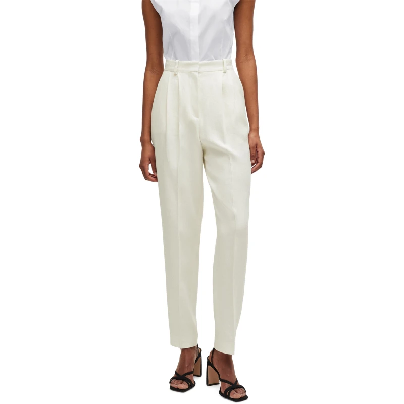 Image of Boss Womens Tefike Cuffed Trousers Open White female 4 (XXS)