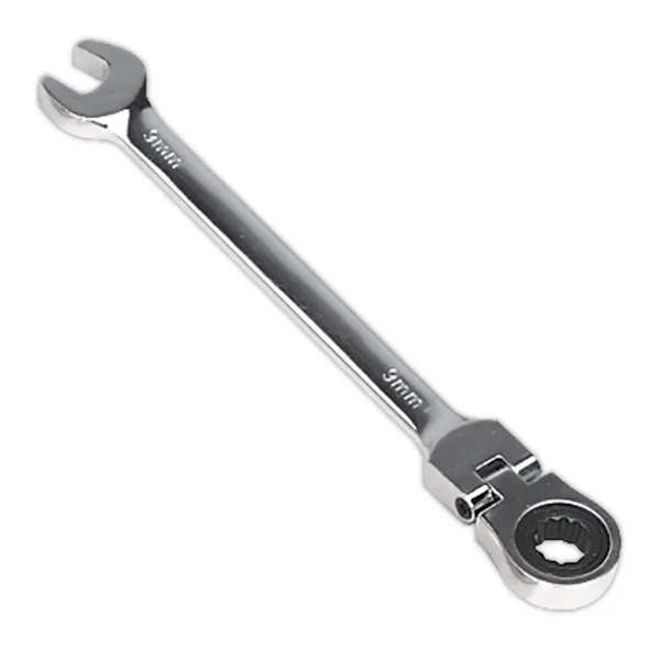 image of Genuine SEALEY FHRCW09 Flexi-Head Ratchet Combination Spanner 9mm