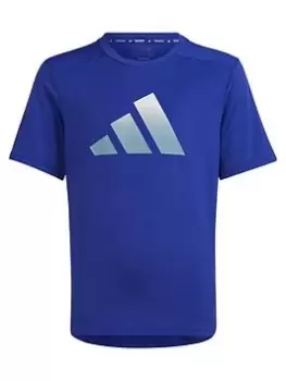 Image of adidas Boys Training Icons Tee - Blue Size 9-10 Years
