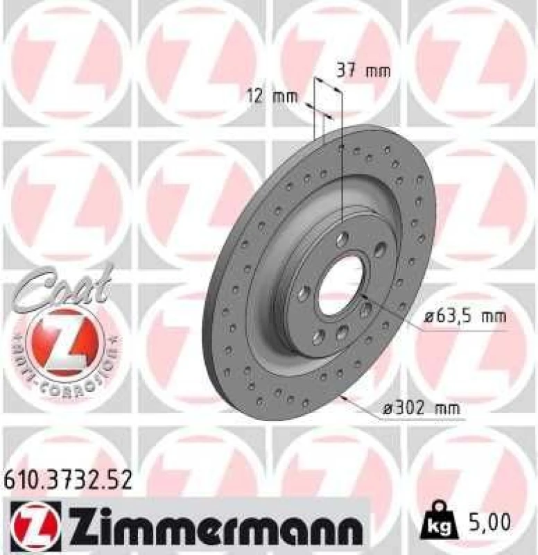Image of ZIMMERMANN Brake disc ZIMMERMANN 610.3732.52
