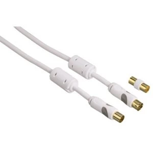 Image of Thomson Antenna cable coax plug - coax socket, ferrite, 10.0 m, 95 dB - White