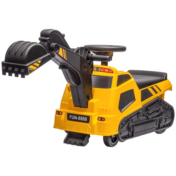 image of HOMCOM Ride on Tractor, 3 in 1 Ride on Excavator, Bulldozer, Road Roller, Pretend Play Construction No Power Truck w/ Music, for 18-48 Months, Yellow