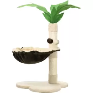 image of 68cm Cat Tower Palm Tree Shaped Cat Tree w/ Hammock - Beige - Beige - Pawhut