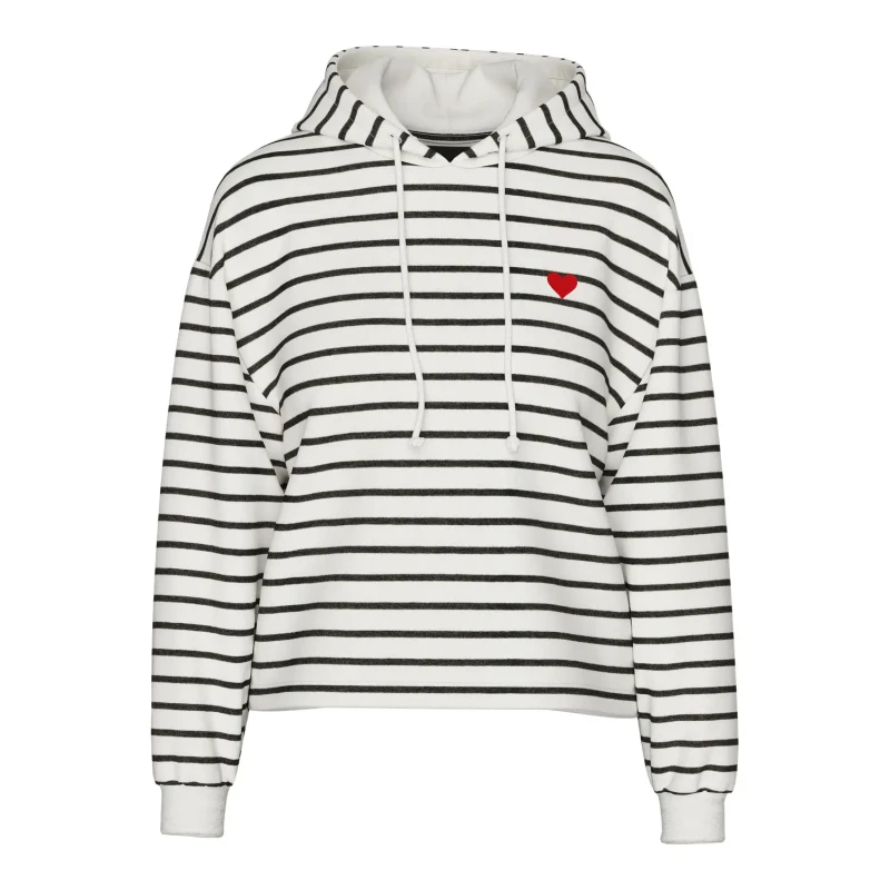 Image of Pieces Womens hooded sweatshirt Pieces Chilli Stripes Blanc Female L