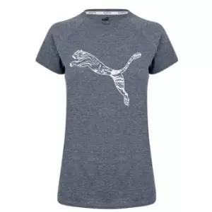 image of Puma Logo Short Sleeve T-Shirt Womens - Blue