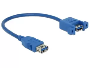 Image of DeLOCK 0.25m 2xUSB3.0-A USB cable USB 3.2 Gen 1 (3.1 Gen 1) USB A Blue