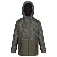 Image of Regatta Green 'Selwyn' Waterproof Printed Hooded Jacket - age 3-4
