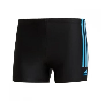 image of adidas Semi 3-Stripes Swim Briefs Mens - Black / Shock Cyan