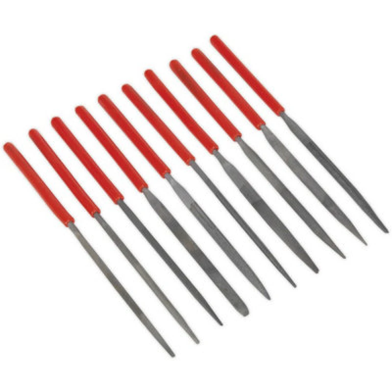 Image of Loops 10 Piece 140mm Needle File Set - Vinyl Dipped Handles - Precision Micro Files Multi