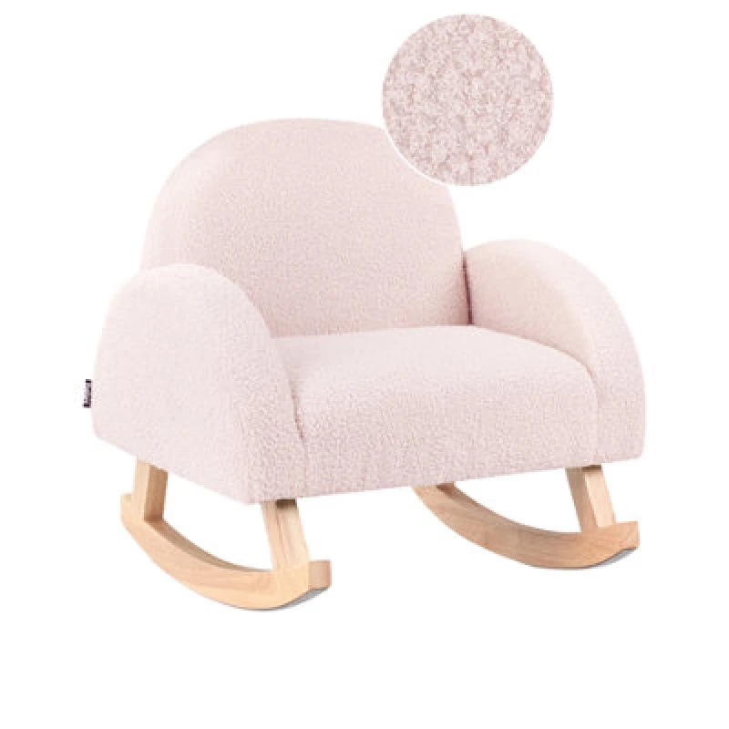 Image of Beliani Kids Rocking Chair Hug Boucle Pastel Pink