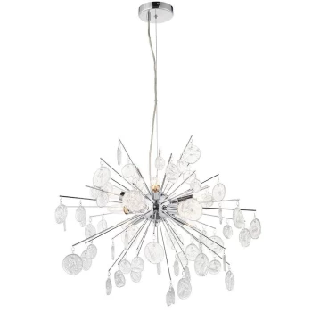 image of Calla 8 Light Ceiling Pendant Chrome Plate & Clear Glass, E14