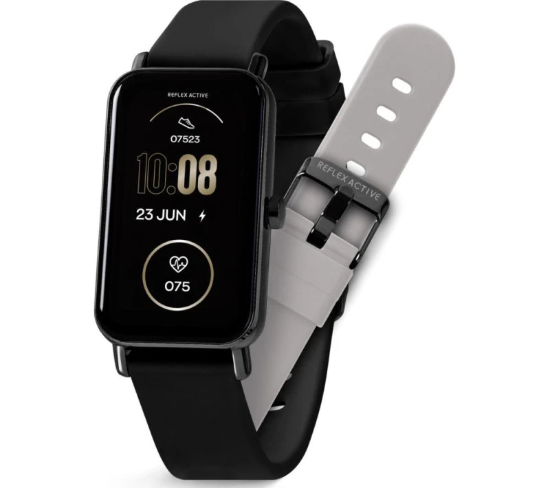 Image of Radley Reflex Active Series 53 Smart Black and Grey Interchangeable Strap Calling Watch, Multi, Women Print WGMX8 Female