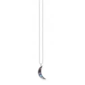 Image of Silver Abalone Mother Of Pearl Crescent Moon Necklace KE2004-509-7-L50v