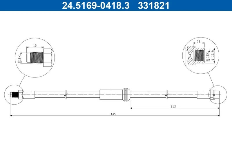 Image of ATE 24.5169-0418.3 Brake Hose Brake Hose (83)