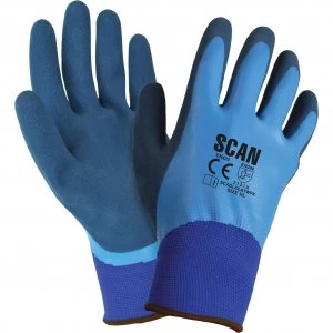 Image of Scan Waterproof Latex Gloves Blue XL