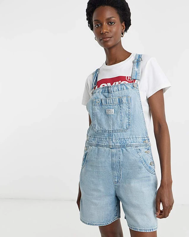Image of Levis Levis Denim Utility Short Overall MID Wash - Levis - Size: S MID Wash Female S ZD72801