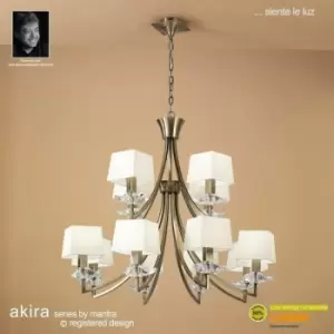 image of Akira 2 Tier 12 E14 Bulbs Pendant Light, Antique Brass with Cream Shades