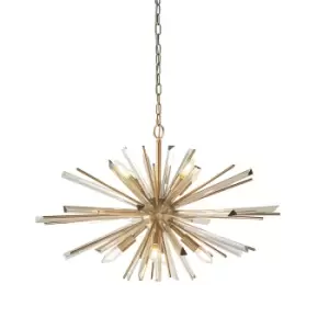 Image of Salerno 8 Light Ceiling Pendant Antique Brass Plate With Champagne Glass