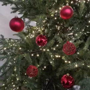 Image of 6pcs 8cm Assorted Shatterproof Baubles Christmas Decoration in Red