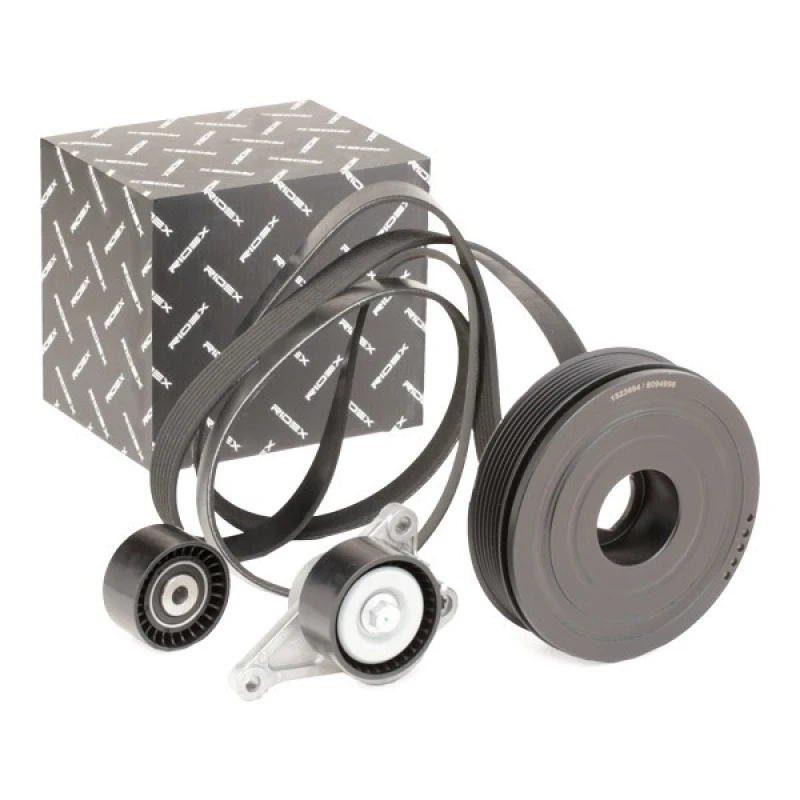 Image of RIDEX 542R0546 V-ribbed belt set Pulleys: with crankshaft pulley V-Ribbed Belt Set (542)