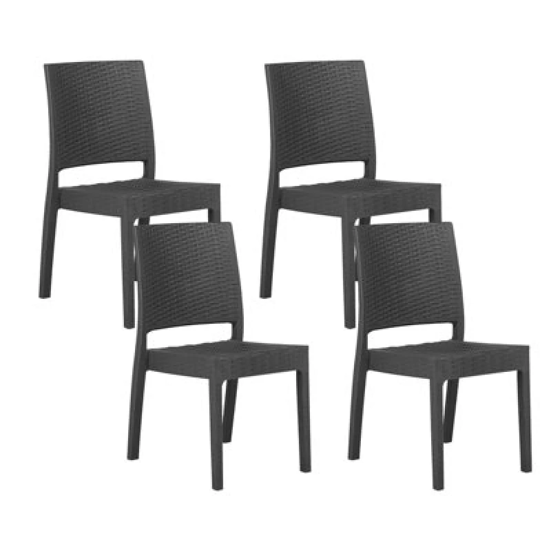 Image of Beliani Set Of 4 Garden Chairs Fossano Synthetic Material Graphite Grey