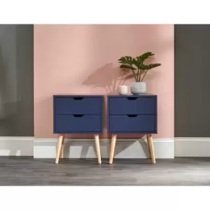 Image of Nyborg Pair Of Two Drawer Bedside Tables Nightshadow