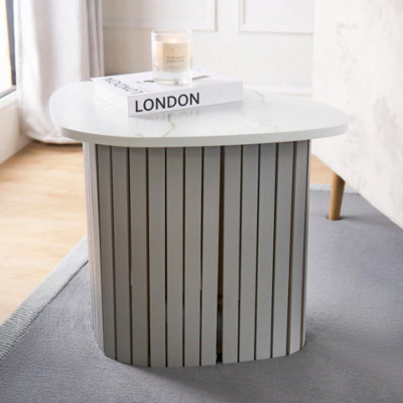 Image of OHS OHS Ribbed Side Table Corner Bedroom Living Room Office Bedside in White White One Size Unisex 5027434229635