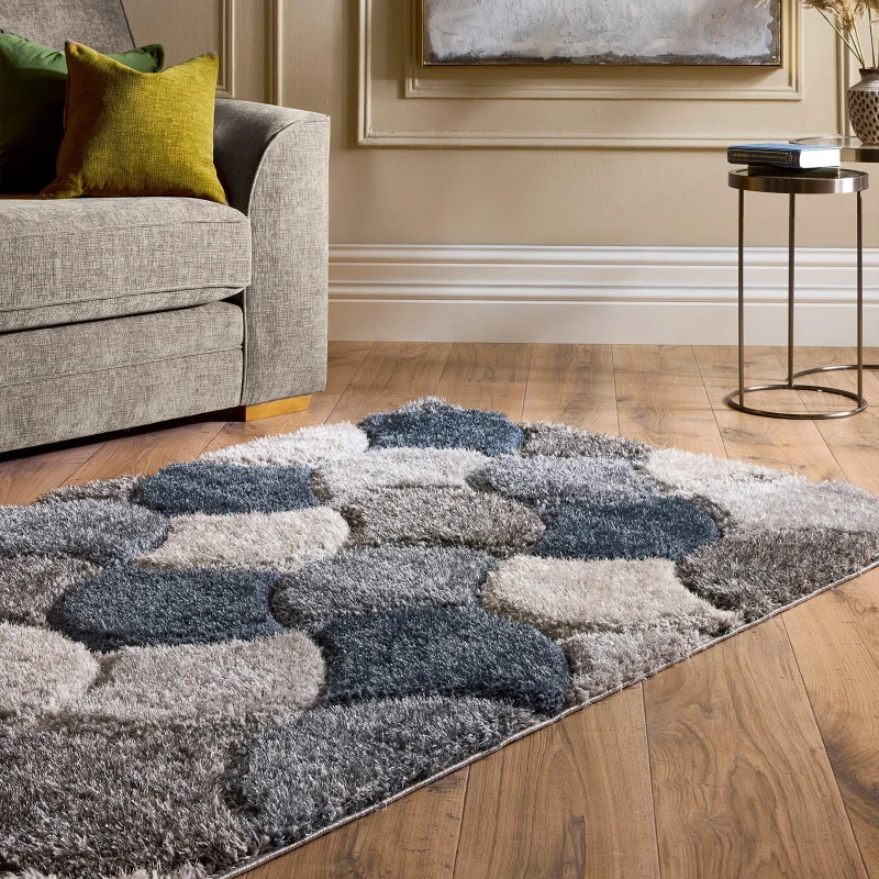 Image of Origins Scallop Shaggy Cosy Rug Navy - Origins - Size: 80X150 Navy 80X150 WB93104