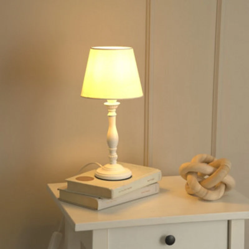 Image of ValueLights ValueLights Sara Traditional Candle Stick Table Lamp with Tapered Lamp Shade in White White One Size Unisex 5016529268468