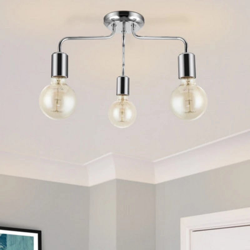 Image of Cosylyte Fraser 3 Light Modern Metal Ceiling Flush Light - Chrome