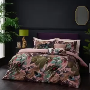 Image of Moriyo Tropical Digital Print Velvet Duvet Cover Set, Dusky Blush, Double - Wylder