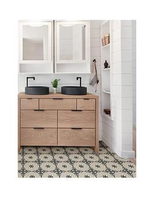 Image of Floorpops Daphne Black Peel & Stick Floor Tiles, Fp4662