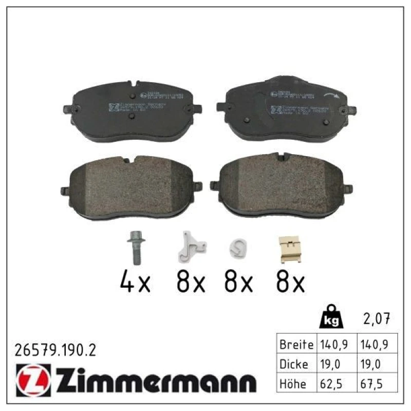 Image of ZIMMERMANN Brake pad set ZIMMERMANN 26579.190.2