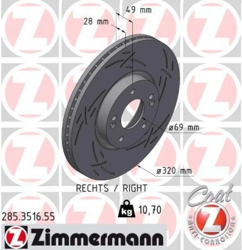 Image of ZIMMERMANN Brake disc ZIMMERMANN 285.3516.55