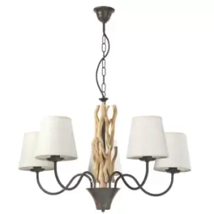 image of Onli Agar Multi Arm Chandelier With Shades, Natural Wood