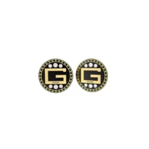 image of Ladies Guess G Solitaire Black G Coin Stud Earrings