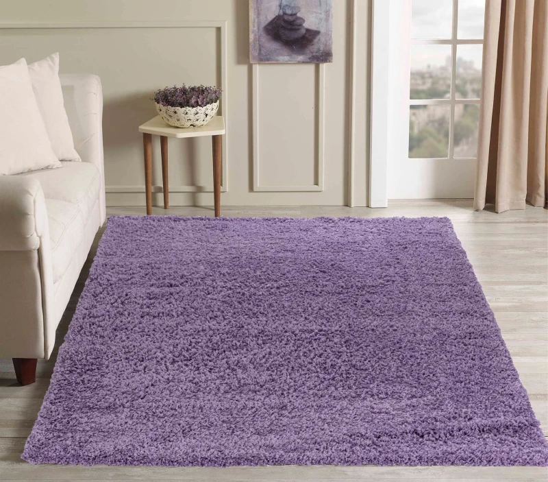 Image of Desire Rugs Plain Living Room Shaggy Area Rugs Lilac 160X230 Cm