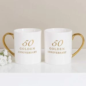 image of Amore By Juliana Set of 2 China Mugs - 50th Anniversary