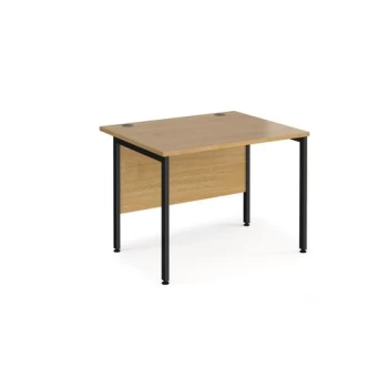 Image of Office Desk 1000mm Rectangular Desk With H-Frame Leg Oak Tops With Black Frames 800mm Depth Maestro 25