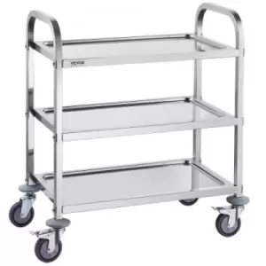 Image of VEVOR Stainless Steel Cart, 3 Layers Lab Utility Cart 400 lbs Weight Capacity, Medical Cart with Lockable Universal Wheels, for Lab, Clinic, Kitchen,