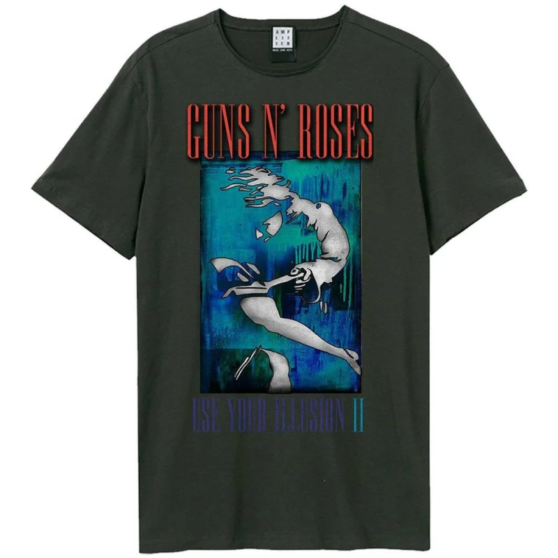 Image of Amplified Mens Use Your Illusion II Guns N Roses T-Shirt in Charcoal Size: Large Charcoal Male L