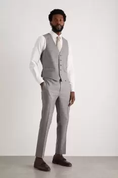 image of Skinny Fit Grey Fine Check Waistcoat