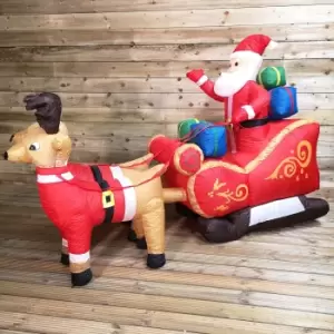 Image of 8ft (240cm) LED Outdoor Christmas Inflatables Santa Sleigh & Reindeer Decorations