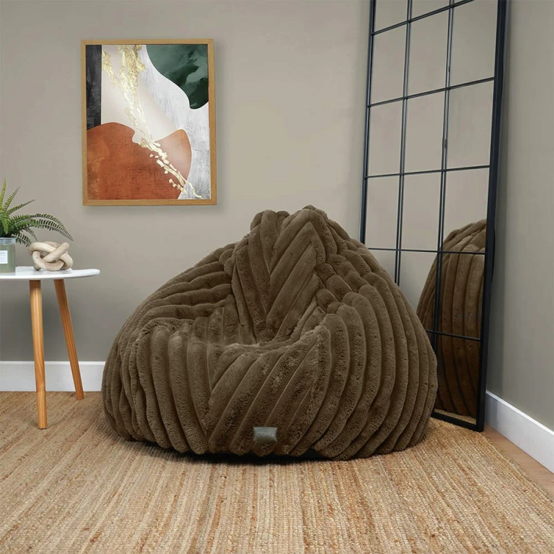 Image of Rucomfy Faux Fur Large Bean Bag - Coffee