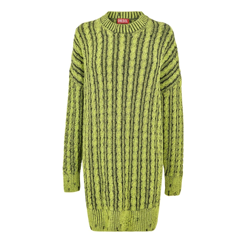 Image of Diesel Womens Pantse Maglia Knitted Jumper Dress Green female 6