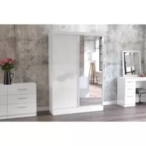 image of Birlea Lynx 2 Door Sliding Wardrobe With Mirror White