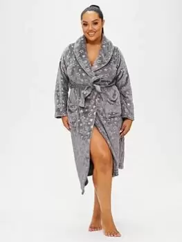 Image of Ann Summers Nightwear & Loungewear Carved Sparkle Star Robe, Bright Grey, Size 2XL, Women