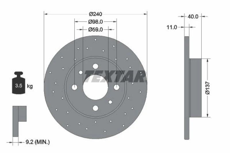 Image of Brake disc TEXTAR 92316003